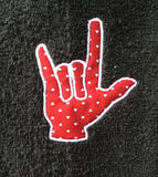 ASL I Love You Hand Towel - Black & Red
