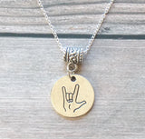 ASL I Love You Hand  Necklace - Disc