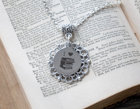 I Heart Books Necklace