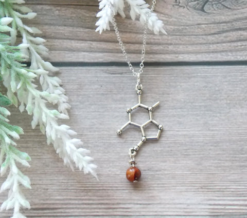 Chocolate Theobromine Molecule Necklace