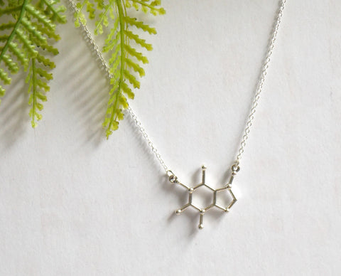 Caffeine Molecule Necklace - Silver
