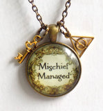 Mischief Managed Charm Necklace - Gold