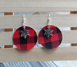 Buffalo Print Holiday Snowflake Earrings