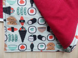Peace Crane and Sushi Baby Blanket - Red