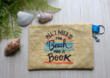 All I Need is a Beach and a Book Embroidered Clutch Cosmetic Bag