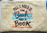 All I Need is a Beach and a Book Embroidered Clutch Cosmetic Bag