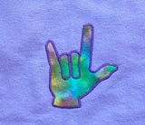 ASL Sign Language I Love You Hand Baby Bib - Lavender