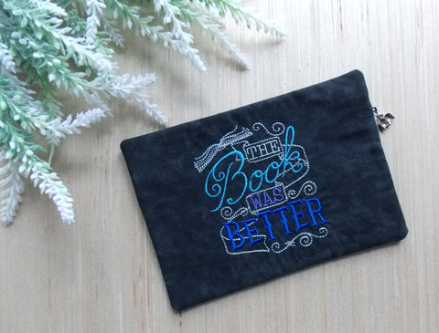The Book Was Better Embroidered Clutch Bag