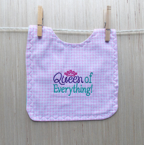 Queen of Everything Baby Bib - Pink