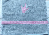 ASL I Love You Hand Towel - Pink & Gray